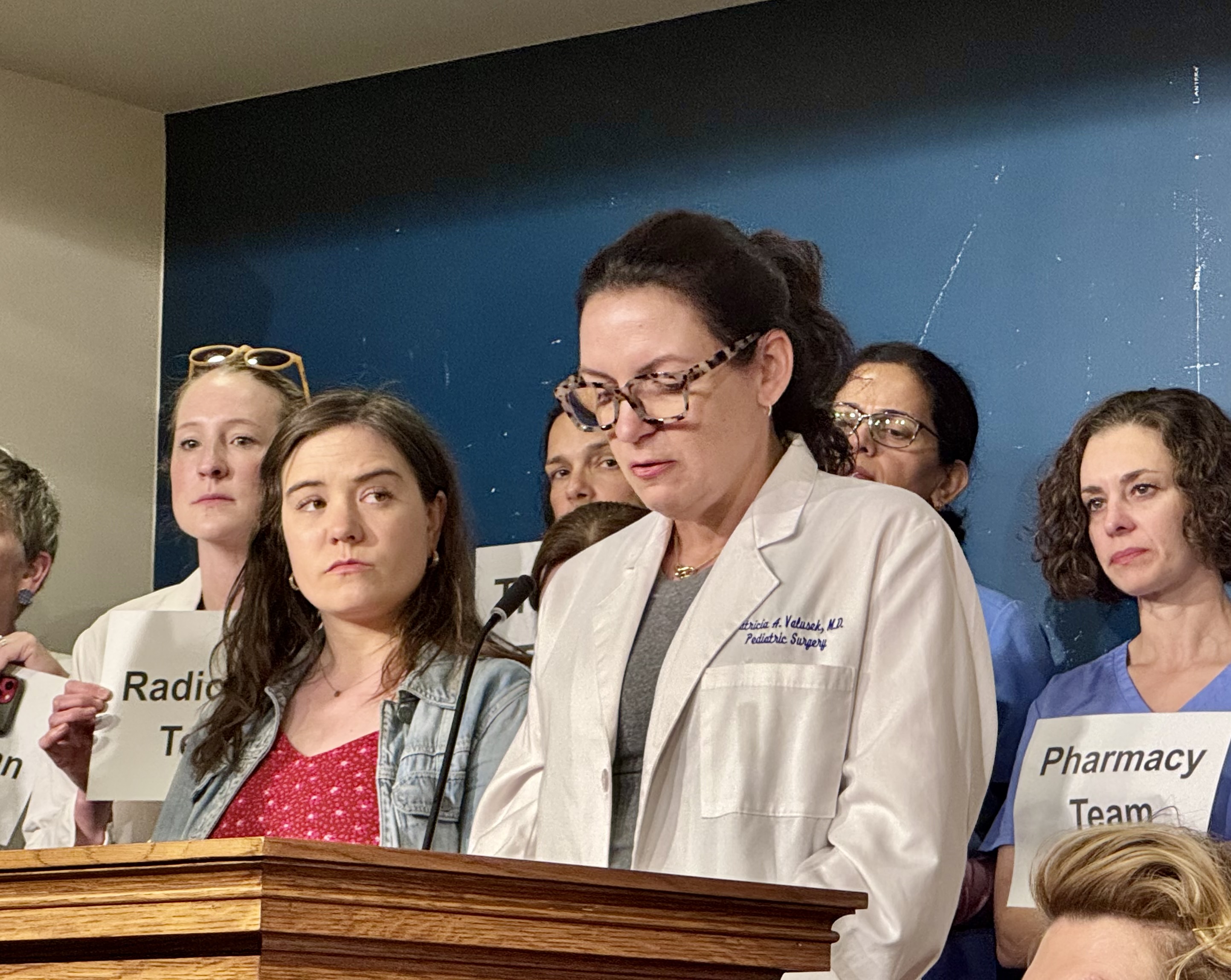 Patricia Angeline Valusek, MD, a pediatric general surgeon at Children’s Minnesota, spoke about the Annunciation shooting on May 12.
